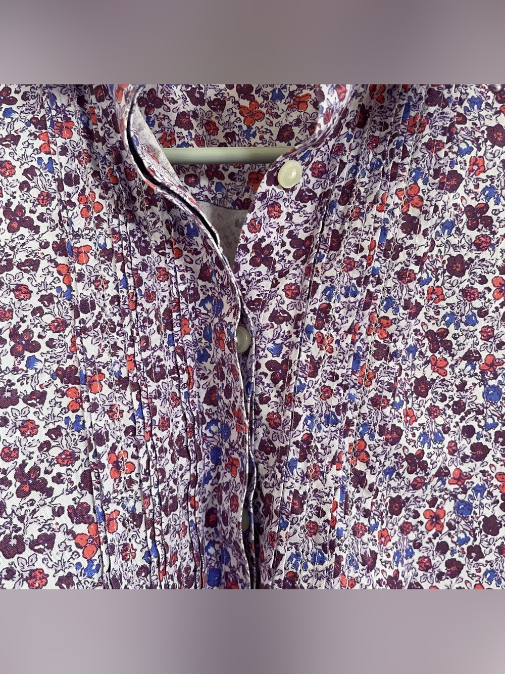 L.L. Bean Purple Floral Button-Down Shirt - Picture 7 of 12